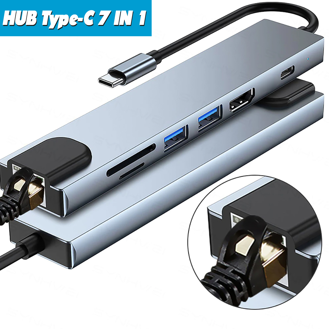 Vinetteam Hub USB TYPE-C 8 Cổng HDMI 4K 60Hz/ USB 3.0/ TF/ SD/ RJ45 100Mbps Dành Cho Macbook, PC Và Devices - Hàng Chính Hãng