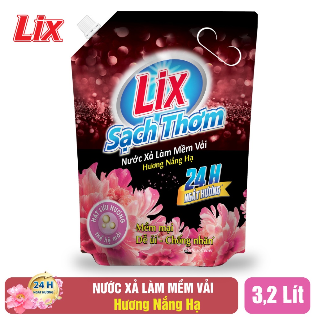 Túi nước xả vải Lix sạch thơm hương nắng hạ 3.2 lít L17603