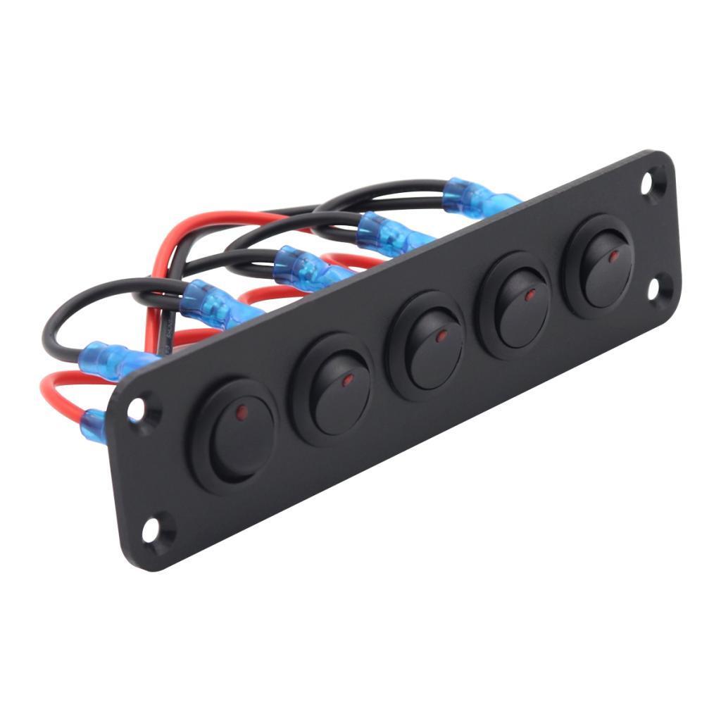 12V Rocker Switch Panel Scratch Proof On Off 5 Gang for Boat  RV