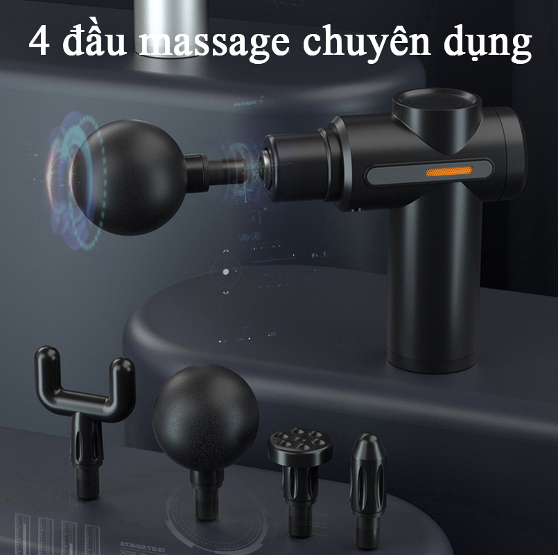 Máy Massage Cầm Tay Mini Toàn Thân 4 Đầu Mát Xa 6 Cấp Độ Đa Năng Máy Massage Cổ Vai Gáy Kiêm Súng Massage Tay Chân Giúp Giãn Cơ Không Gây Ồn Có Sạc Tích Điện Tiện Lợi