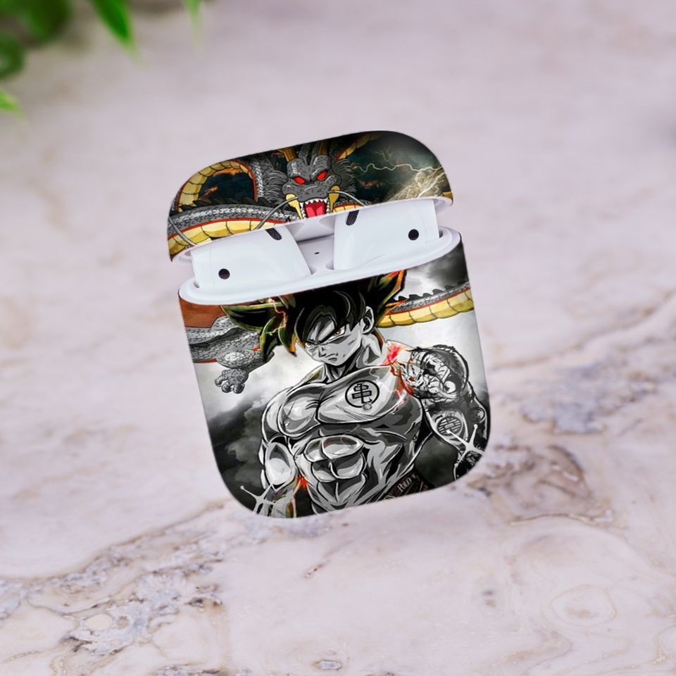 Miếng dán skin chống bẩn cho tai nghe AirPods in hình Songoku Dragon Ball - 7vnr014 (bản không dây 1 và 2