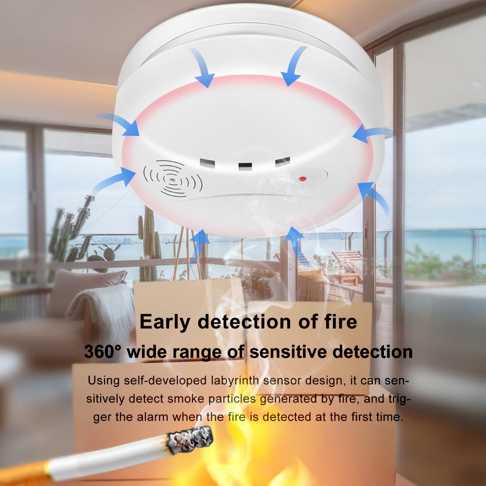Smoke Detector Smart Fire Alarm Detector Security System Smart Life Smart Home For Home Kitchen/Store/Hotel/Factory