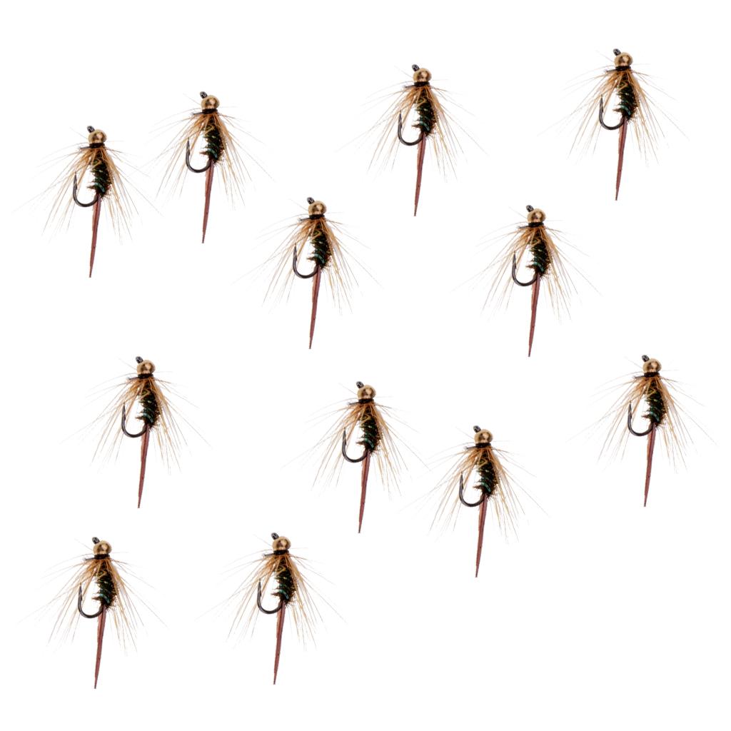 Phép Lạ Chiếu 1 Chục Nymph Đính Hạt Đầu Câu cá Ruồi Giả Ong nghệ Bay Mồi Câu Cá