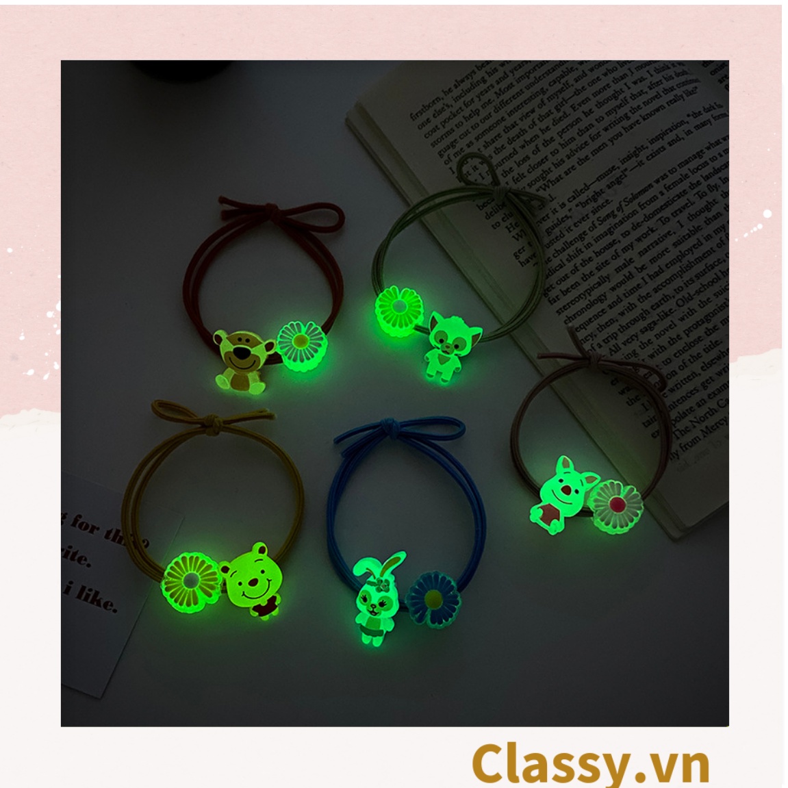 01 dây cột tóc dạ quang phát sáng hình động vật thạch jelly bền chắc giá rẻ, nữ tính PK629