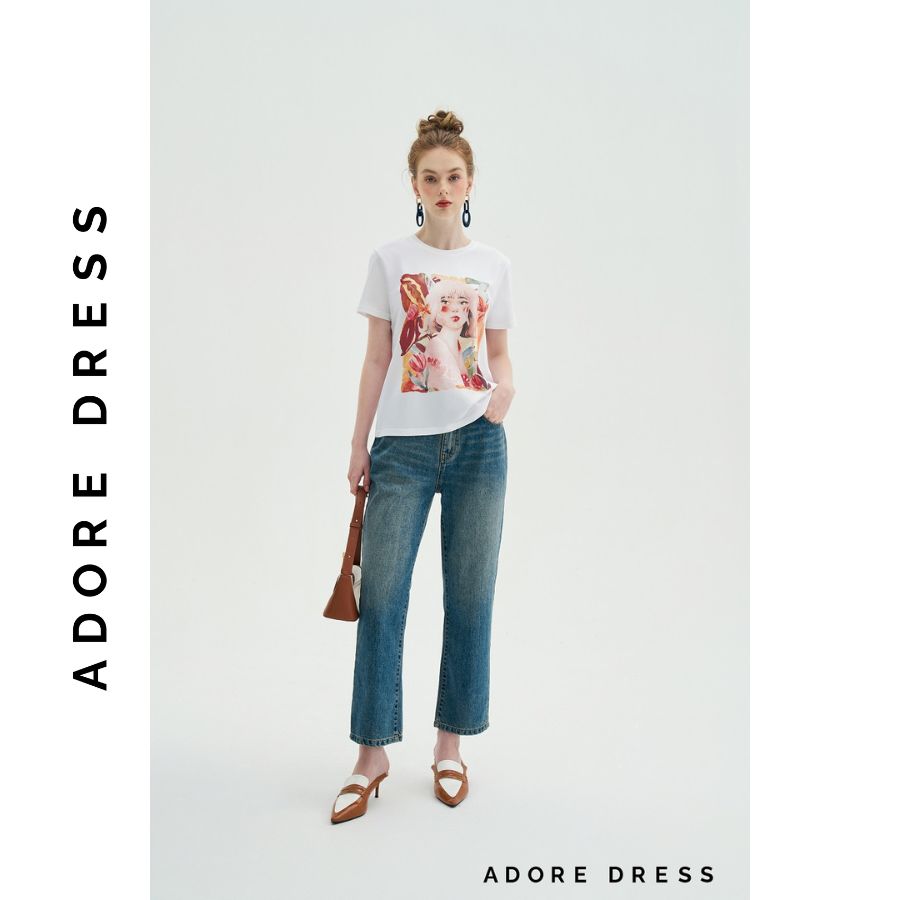 Áo Phông Graphic T-shirts casual style cotton trắng in daisy girl 311TS2018 ADORE DRESS