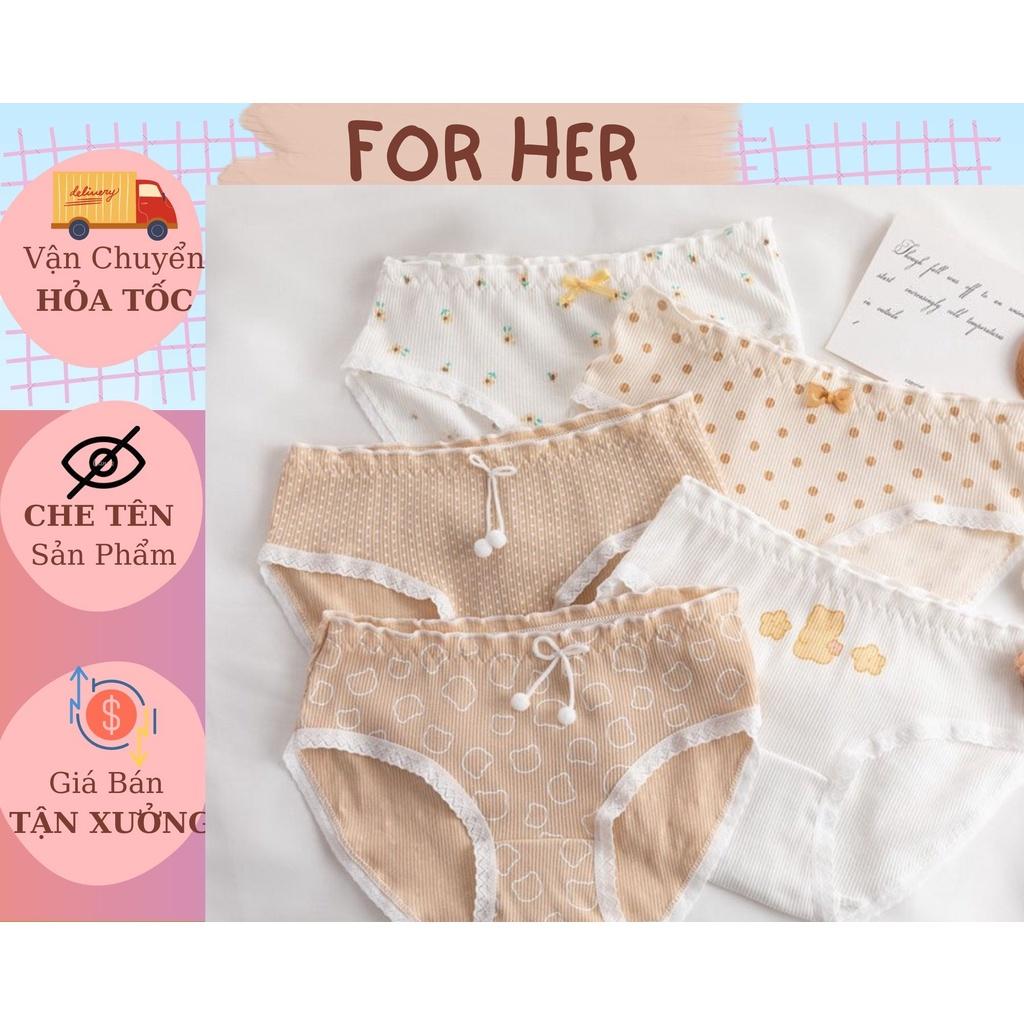 Quần lót cotton nữ mẫu gấu vàng bi
