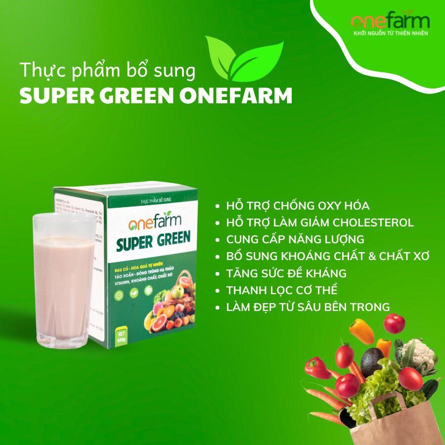 Sữa Thực Vật Organnic Giàu Protein Chứa Đông Trùng Tảo Xoắn Bột Rau Củ Quả SUPER GREEN ONEFARM-400G