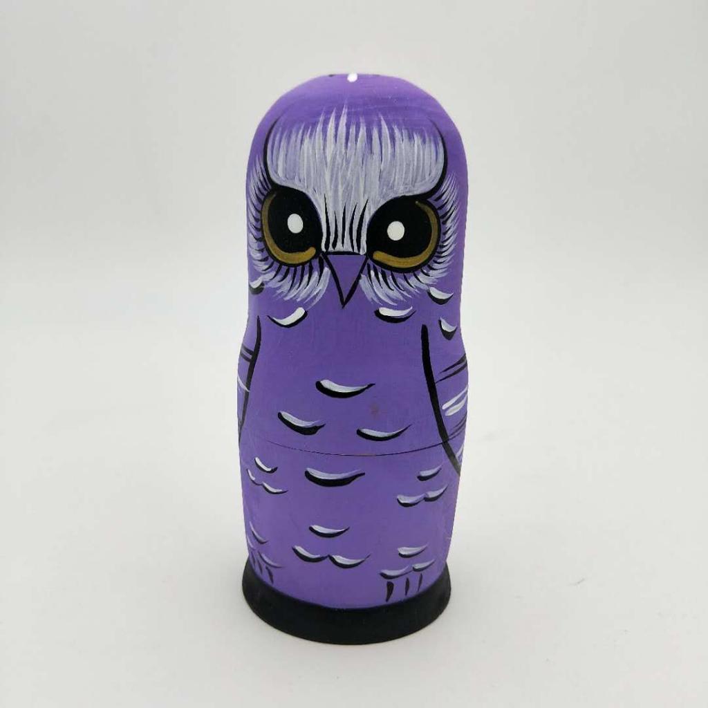 5pcs Lovely Owl Russian Nesting Doll Matryoshka Stacking Dolls Wooden