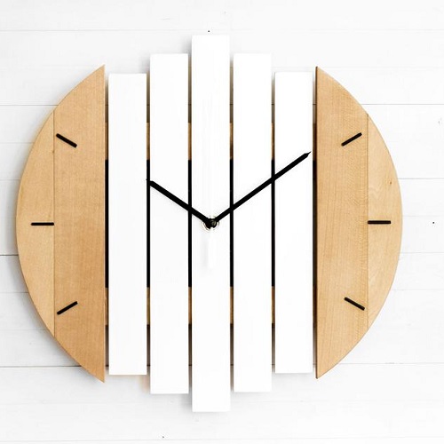 Đồng hồ gỗ treo tường chất liệu gỗ máy kim trôi thiết kế cầu decor trang trí nhà và quán cafe