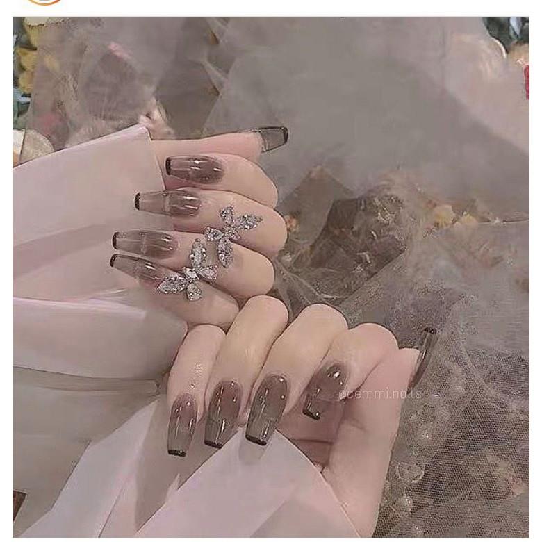 NailBox Móng úp ( Màu thạch đen trong viền đen) ib để được đo và chọn form móng