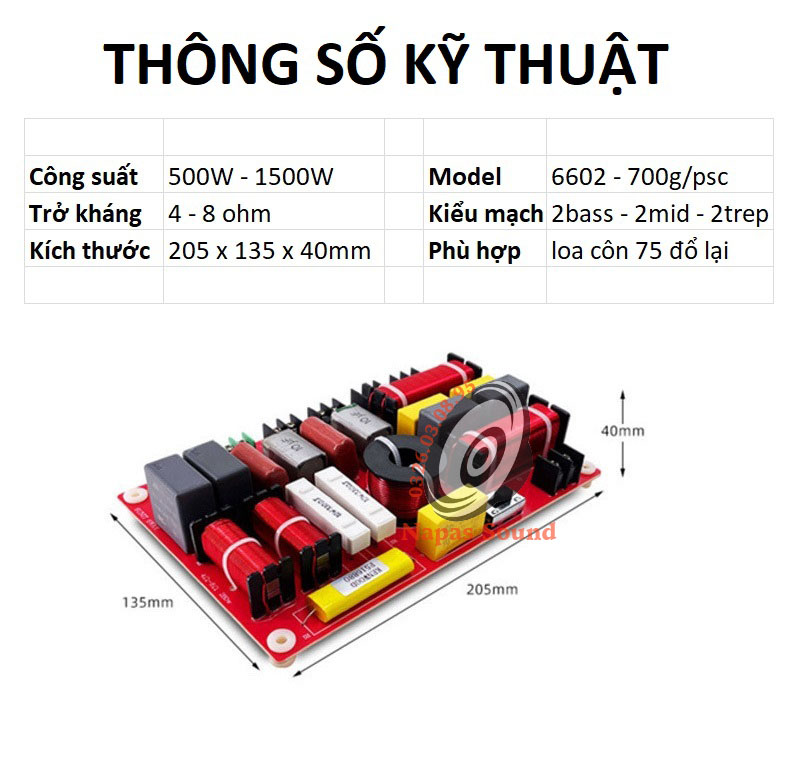 MẠCH PHÂN TẦN LOA 6 ĐƯỜNG TIẾNG SPRAGUE 6602 - CÓ CHỈNH ÂM TRÊN MẠCH - GIÁ 1 CÁI - MẠCH PHÂN TẦN THÙNG LOA ARAY