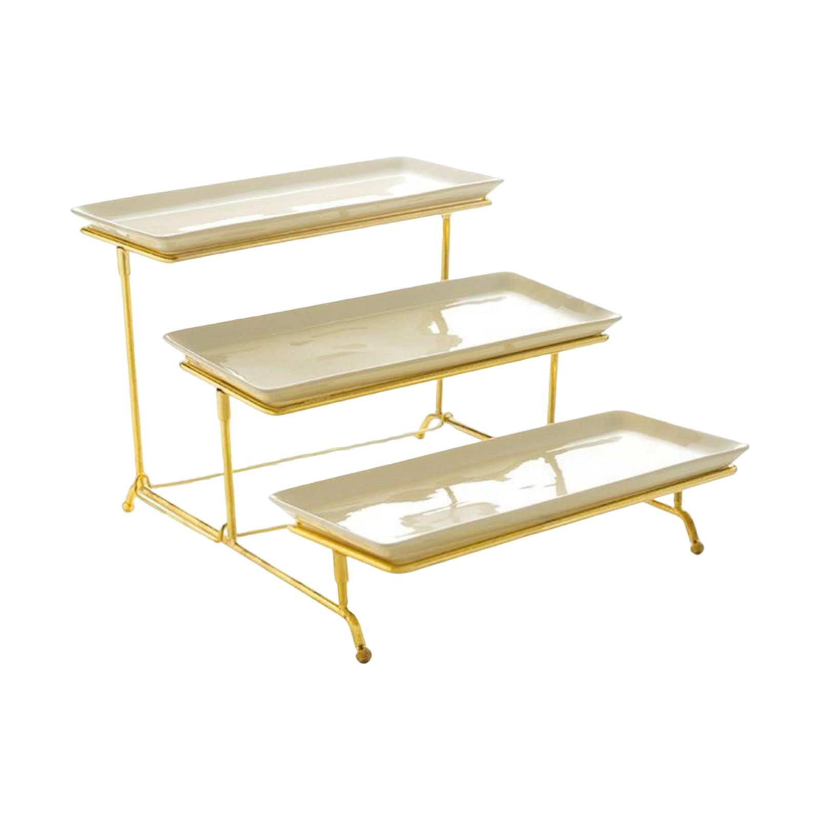 3 Tier Rectangular Serving Platter Stand Set for Food Display Party Dessert