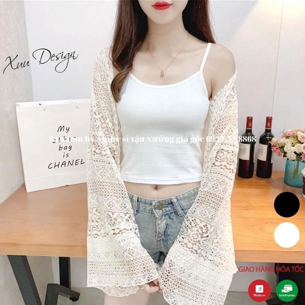 Áo thun nữ hai dây thời trang Banamo fashion chất cotton đẹp màu trắng co giãn tốt áo nữ hai dây cotton 3122