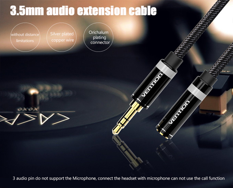 Cáp audio 3.5mm nối dài Vention BHBBI dài 3m - Hàng chính hãng