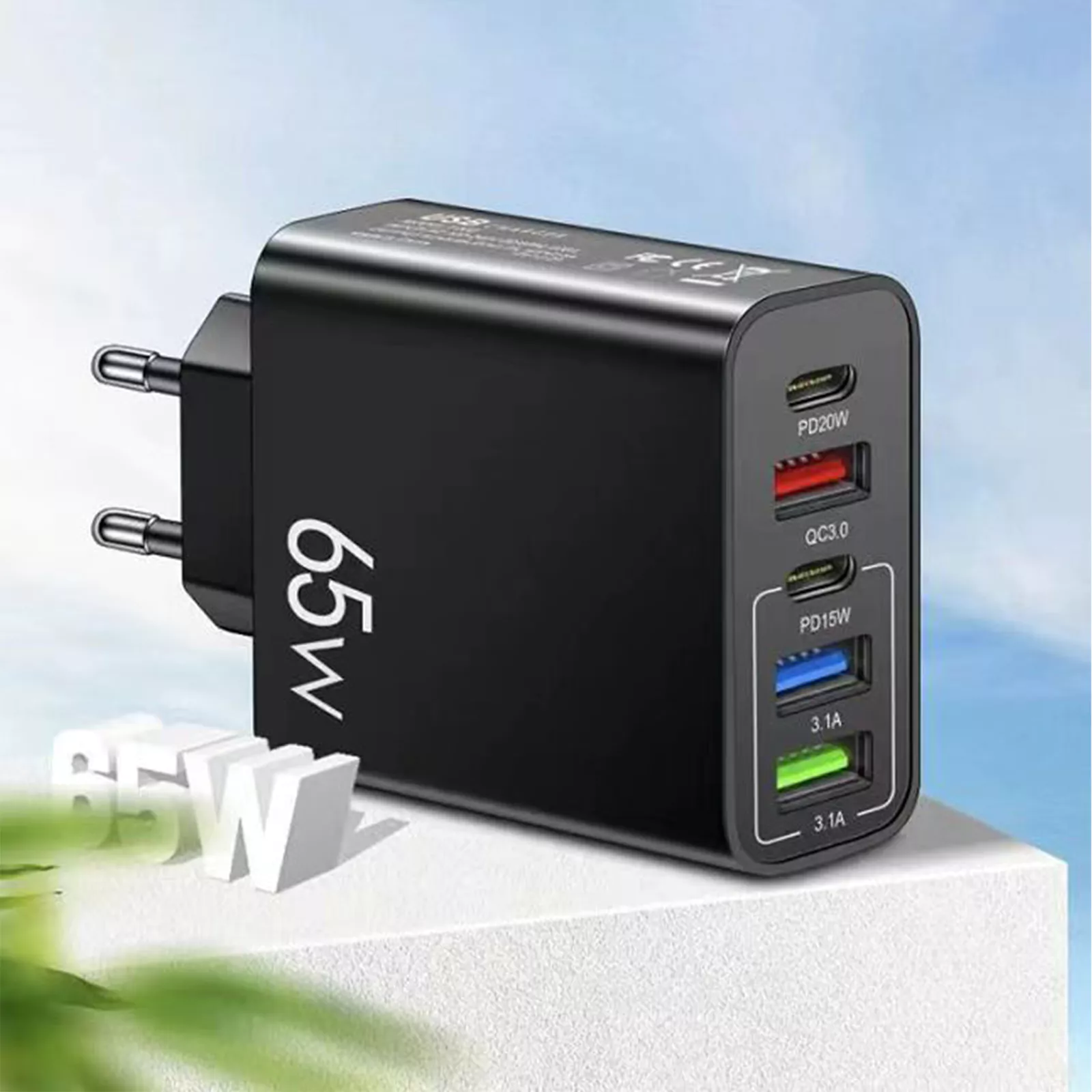 Cốc Sạc Nhanh 5 Cổng USB 65W Type C 3.0 Cho Điện Thoại Smartphone - đầu sạc- charger adapter [ Miếng Lót chuột ]