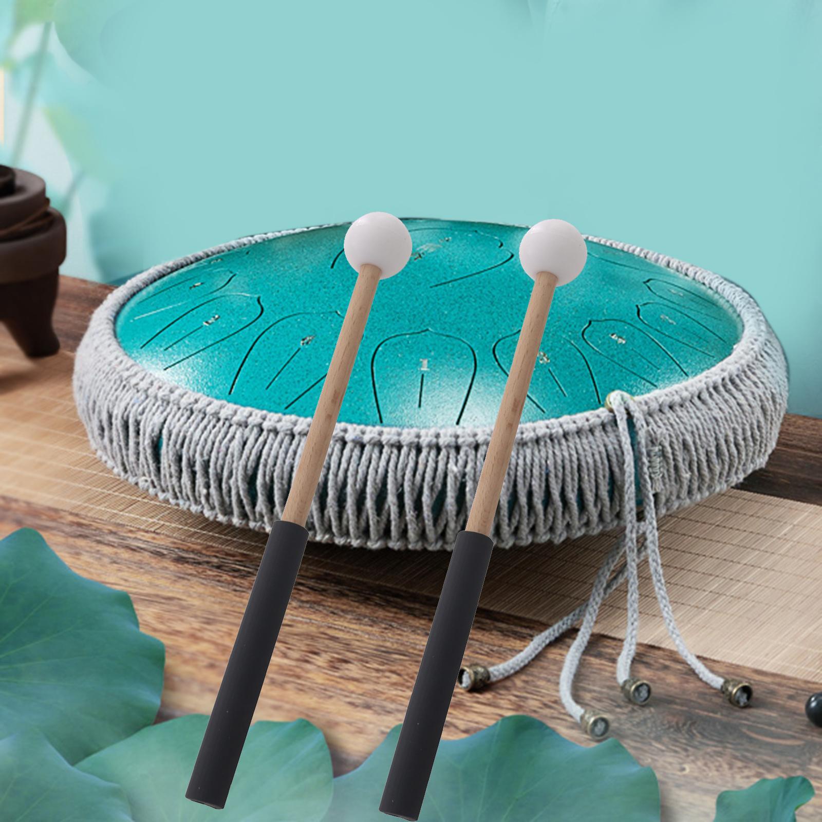 2x Rubber Mallet Percussion 8.6inch with Wood Handle Drum Mallet for Yoga Music Education Stage