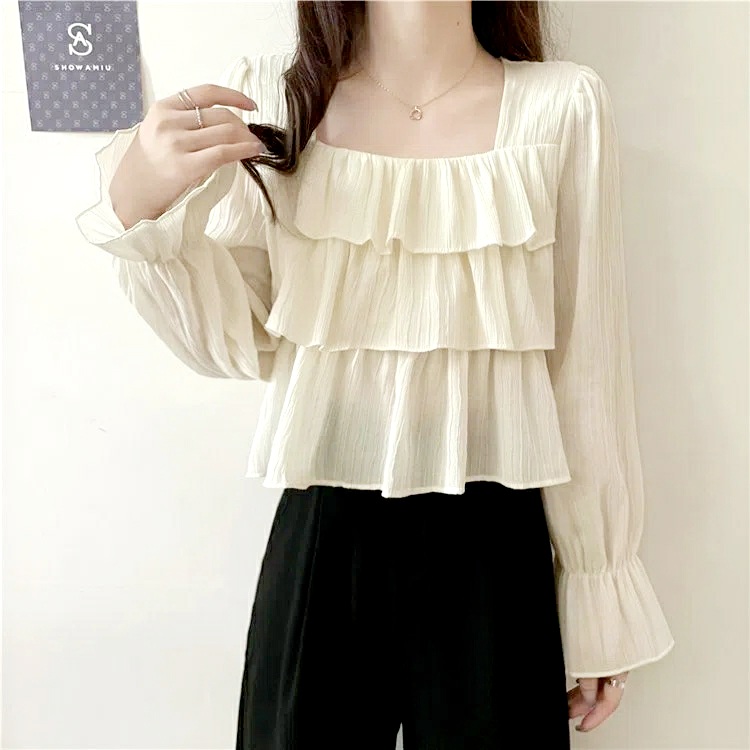 Áo Kiểu Nữ Xếp Tầng Thời Trang chất liệu đàn hồi nhẹ,kiểu dáng xếp tầng trẻ trung,đáng yêu. Áo dễ dàng mix trang phục. Áo thích hợp đi làm công sở,đi chơi,đi tiệc nhé.
