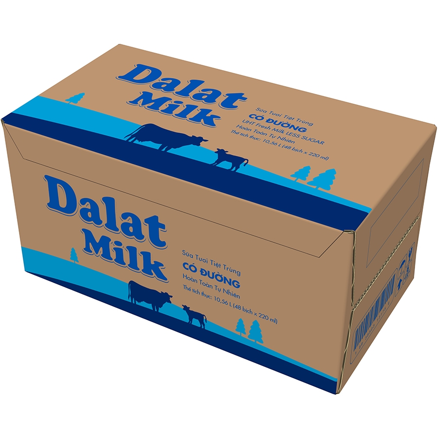 Bịch Sữa Tươi Tiệt Trùng Có Đường Dalatmilk 220ml