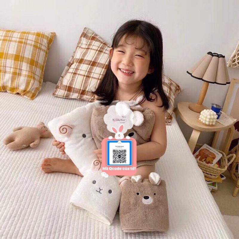 Top khăn mặt khăn tắm nhập khẩu Nhật vải Microfiber siêu thấm hút, siêu nhẹ cho bé hình thỏ gấu  đáng yêu