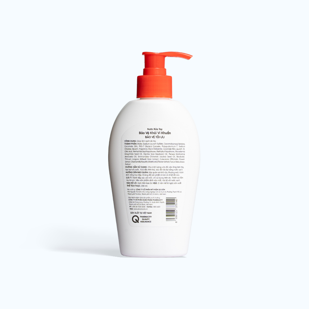 Nước rửa tay Pharmacity bảo vệ tối ưu (Chai 200ml) - New