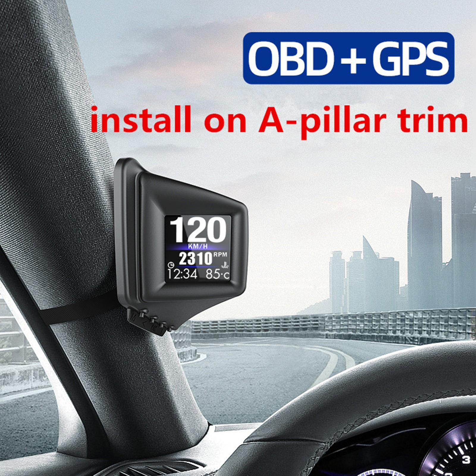 Car HUD Display, OBD+GPS Smart Gauge High Definition Speedometer Car Diagnostic Tool OBD Fault Code Elimination Safe