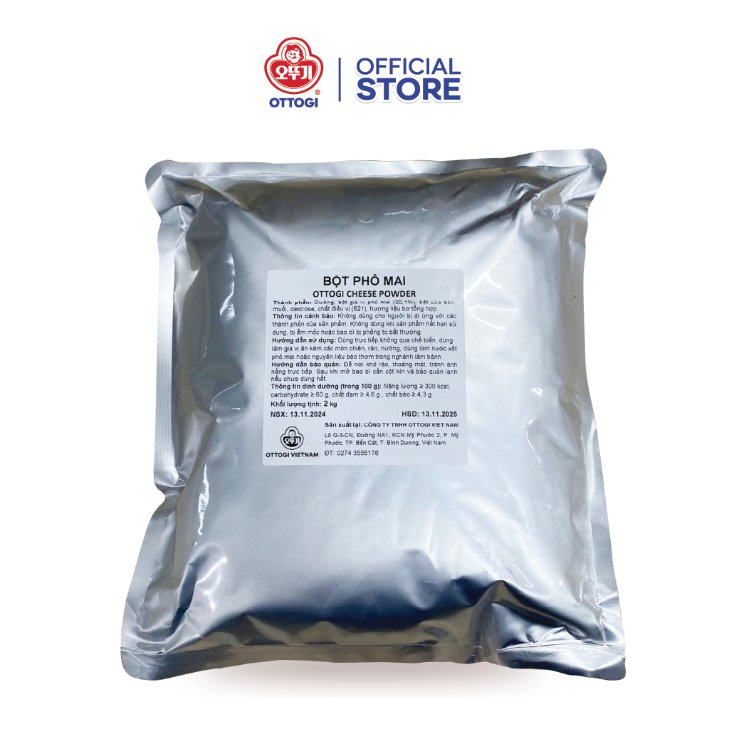 Bột phô mai Ottogi 2kg kích thước lớn phù hợp nhà hàng, quán ăn