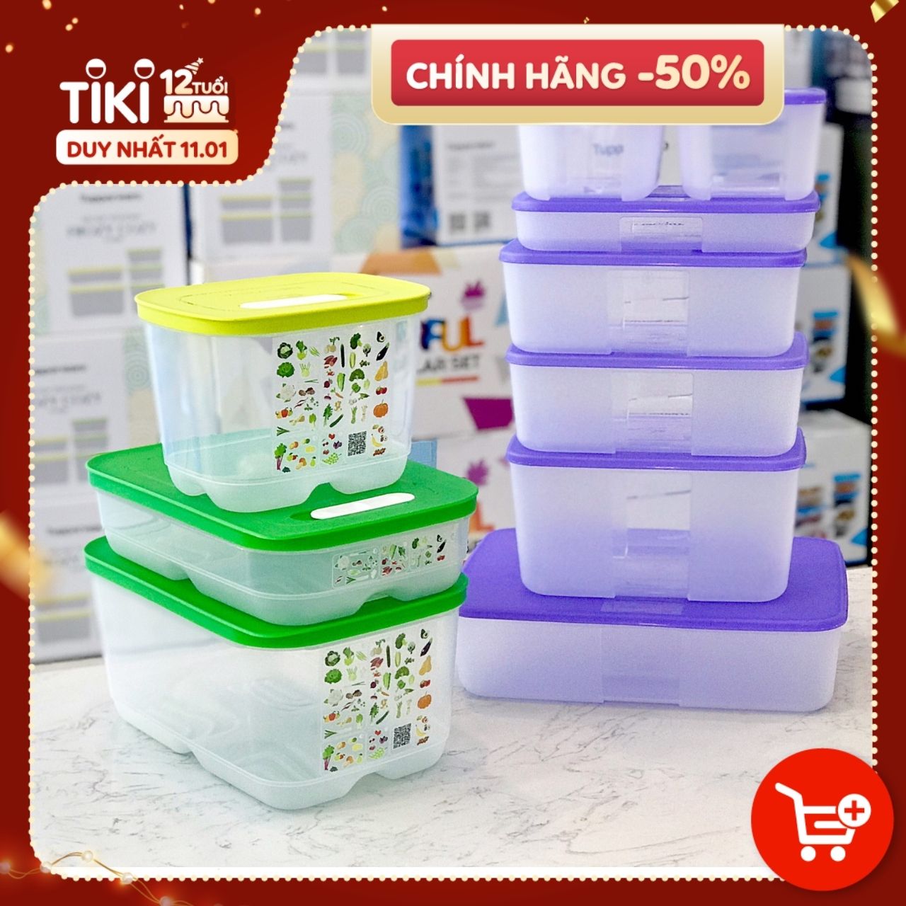 Combo hộp trữ đông và trữ mát có nút hô hấp Tupperware Freezermate Essential và Ventsmart (10 hộp) - Hàng chính hãng - Mẫu mới