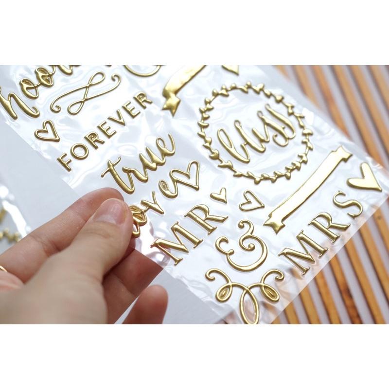 Die cut sticker chữ ánh vàng trang trí scrapbook sổ tay