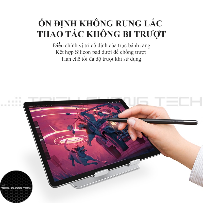 Giá Đỡ Máy Tính Bảng - Ipad - Điện Thoại Hợp Kim Nhôm Nguyên Khối - Nâng Hạ Điều Chỉnh Góc Nhìn Tùy Thích - Gấp Gọn Tiện Lợi - Hàng Chính Hãng 