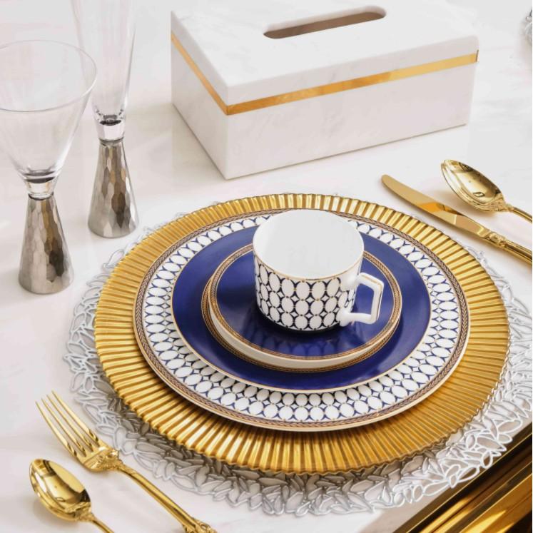 Bộ 4 đĩa ăn quý tộc Chas Navy Dinner 4PCS