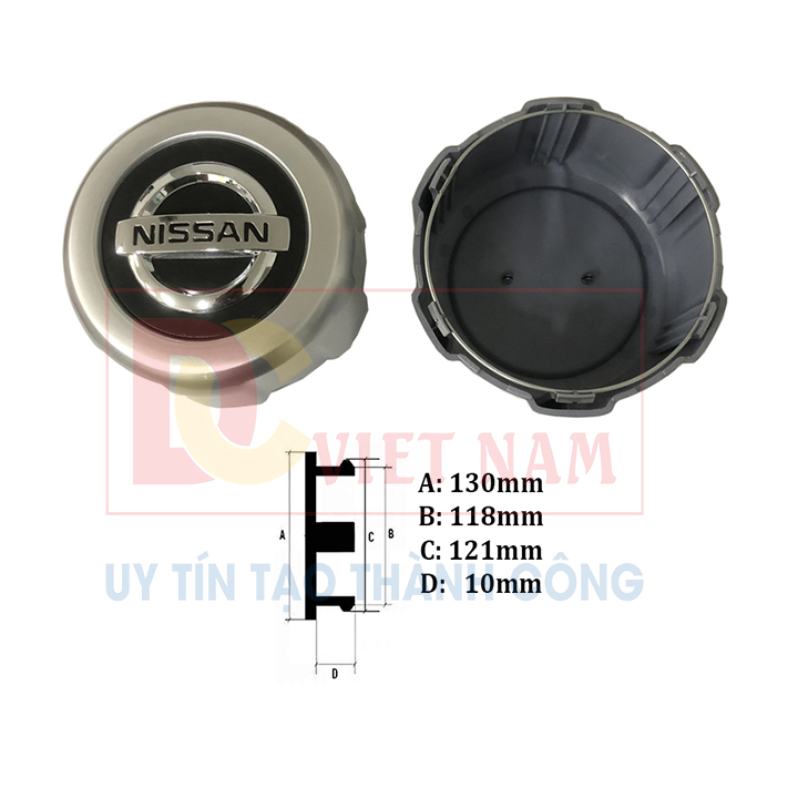 1 Chiếc logo chụp mâm, ốp lazang dành cho bánh xe ô tô một số dòng của Nissan NS-046, chất liệu nhựa ABS, đường kính chân cài 12cm, cao 5cm