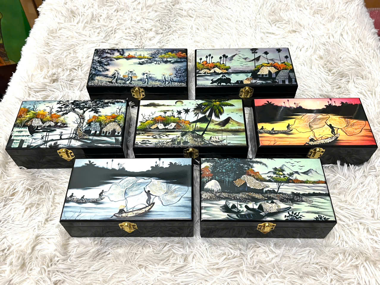 Hộp nữ trang Sơn Mài Cao Cấp 12x20x6 cm đựng đồ trang sức, vật dụng nhỏ xinh, trang trí, quà tặng ý nghĩa