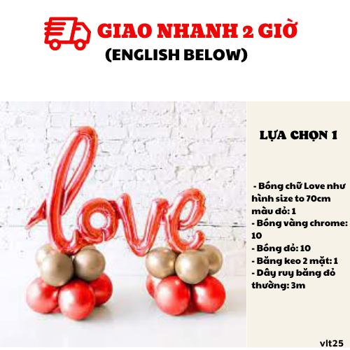 Bộ bóng trang trí chữ Love balloon vlt25