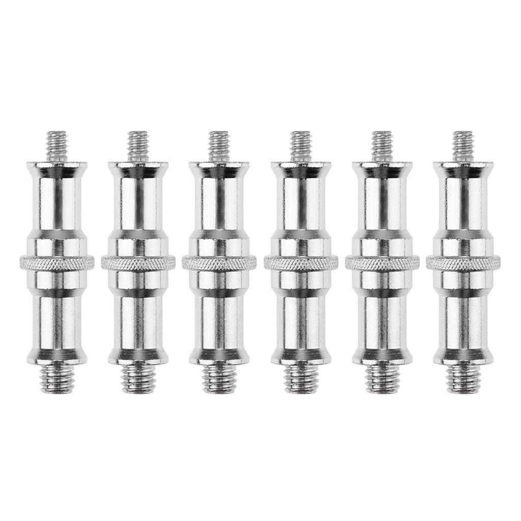 6 Pieces 1/4" to 3/8" Stud Male Screw Tripod Adapter for Flash Light Stand