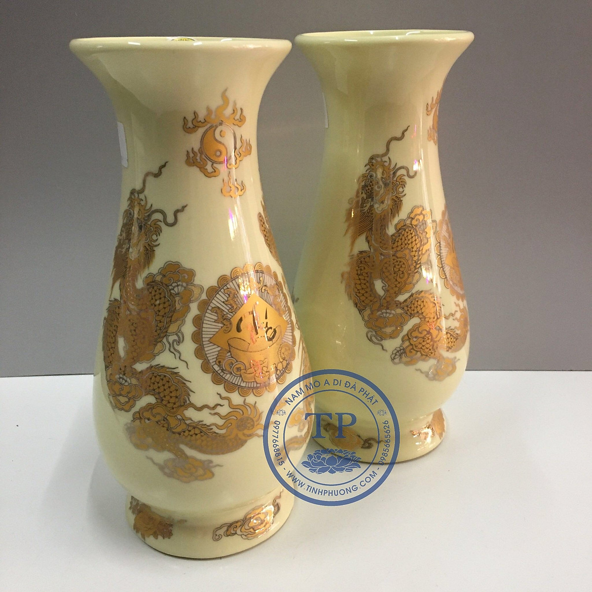 Đôi Bình Bông, lọ hoa Thờ ,Hoặc trang trí phòng khách bằng sứ cao cấp KH606
