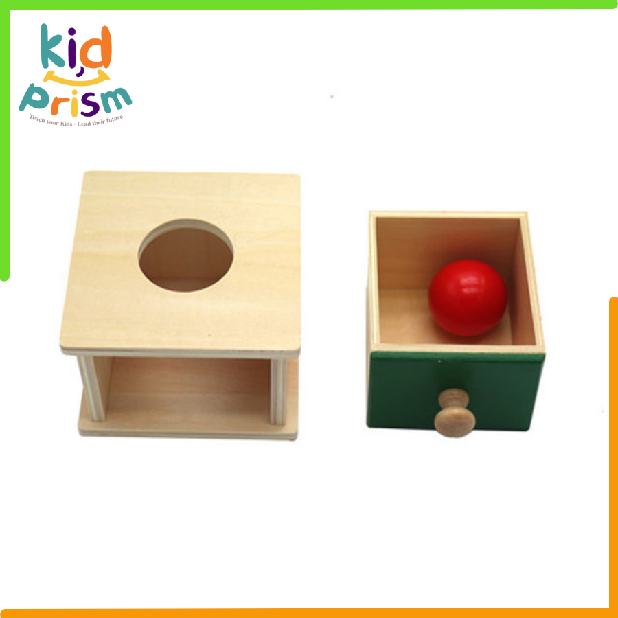 Hộp thả bóng ngăn kéo ngắn bằng gỗ phát triển vận động tinh dành cho bé từ 6-9 tháng