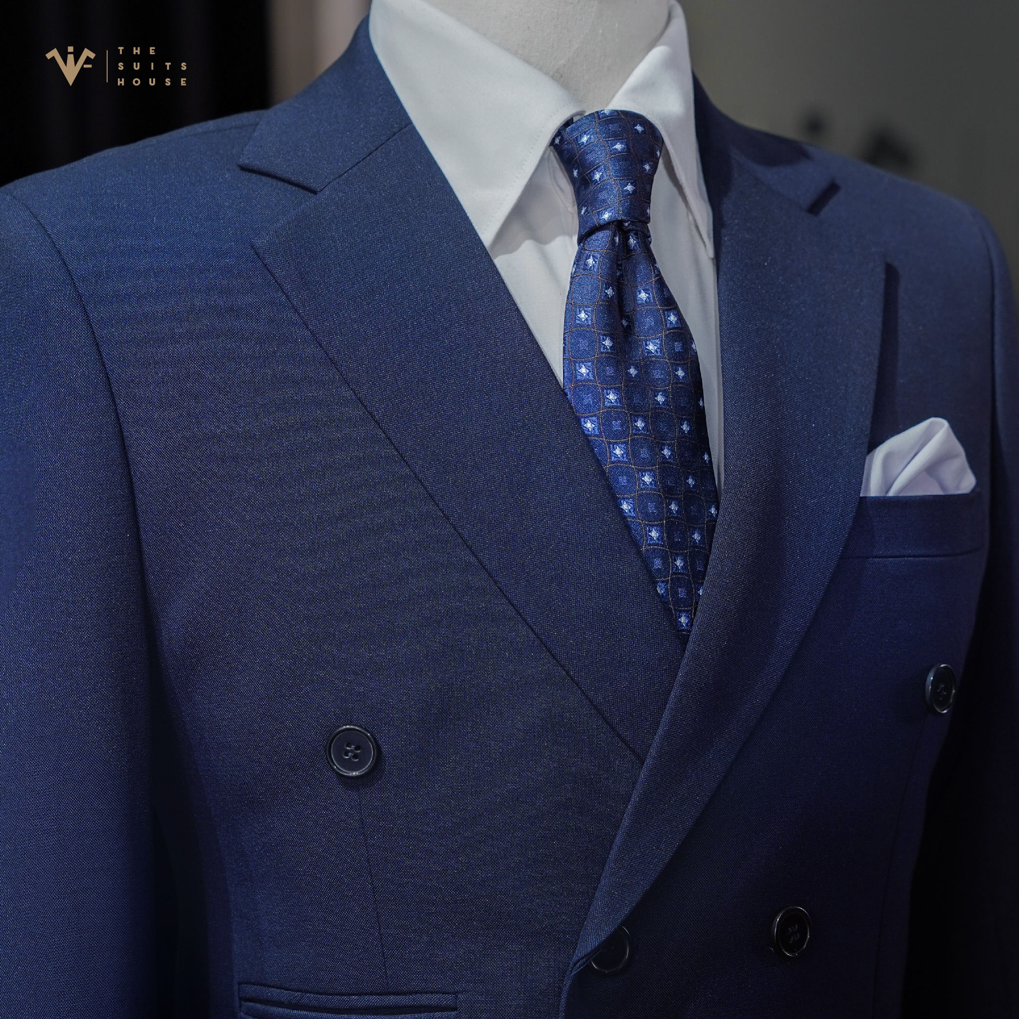 [CLASSY 1] Nguyên bộ suits 2 mảnh XANH 6 KHUY 3 TÚI, vải cashmere, form chuẩn