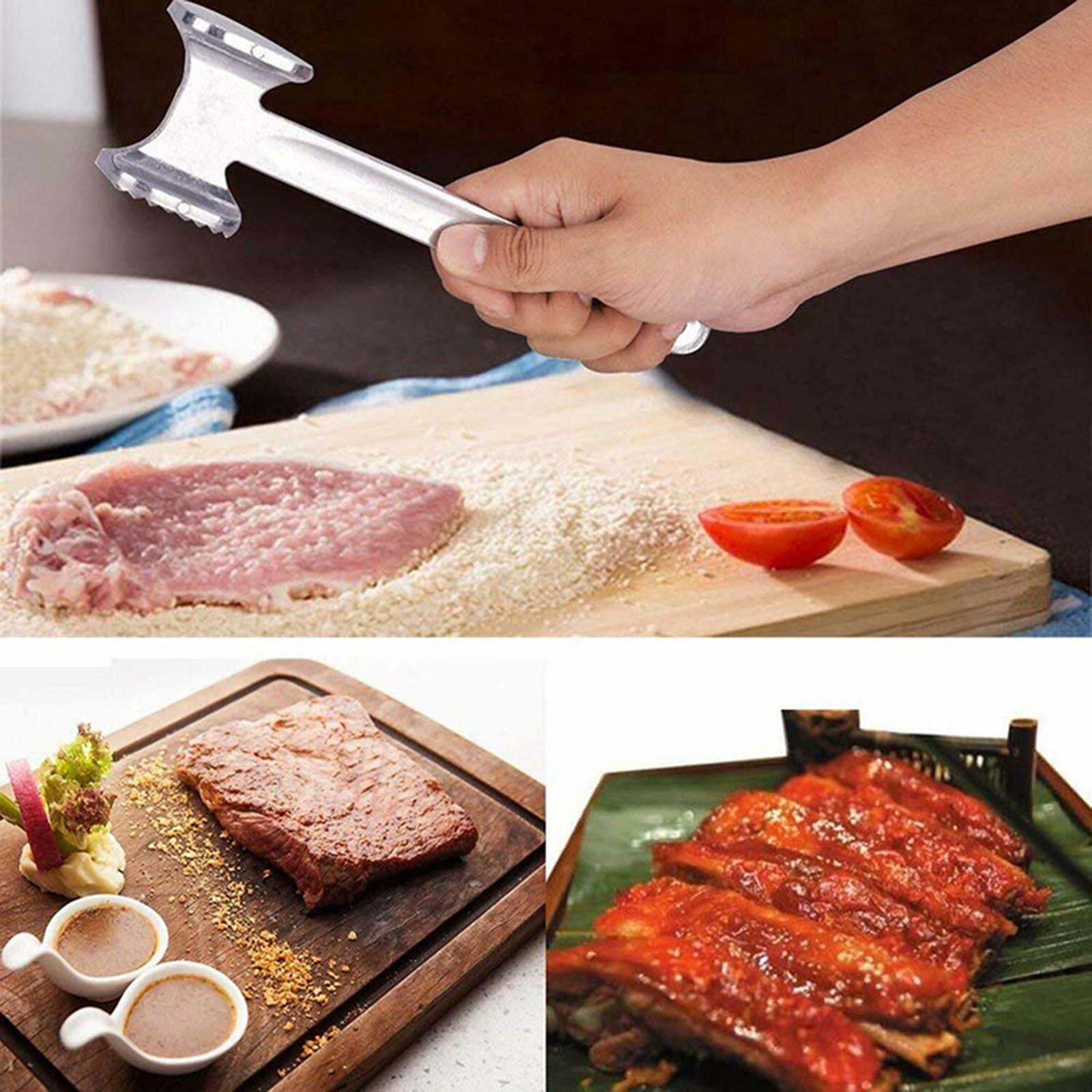 Dụng cụ búa làm mềm thịt với đinh hai mặt, làm thịt bò, bít tết, gà, cá