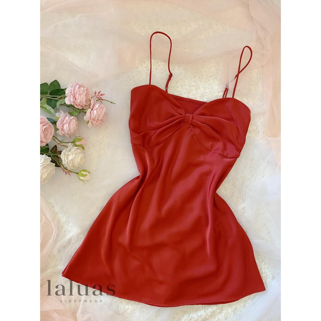 Váy ngủ lụa nơ hình tự chụp Laluas