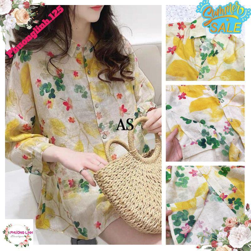 ÁO SƠ MI HOA CÂY TAY LỠ