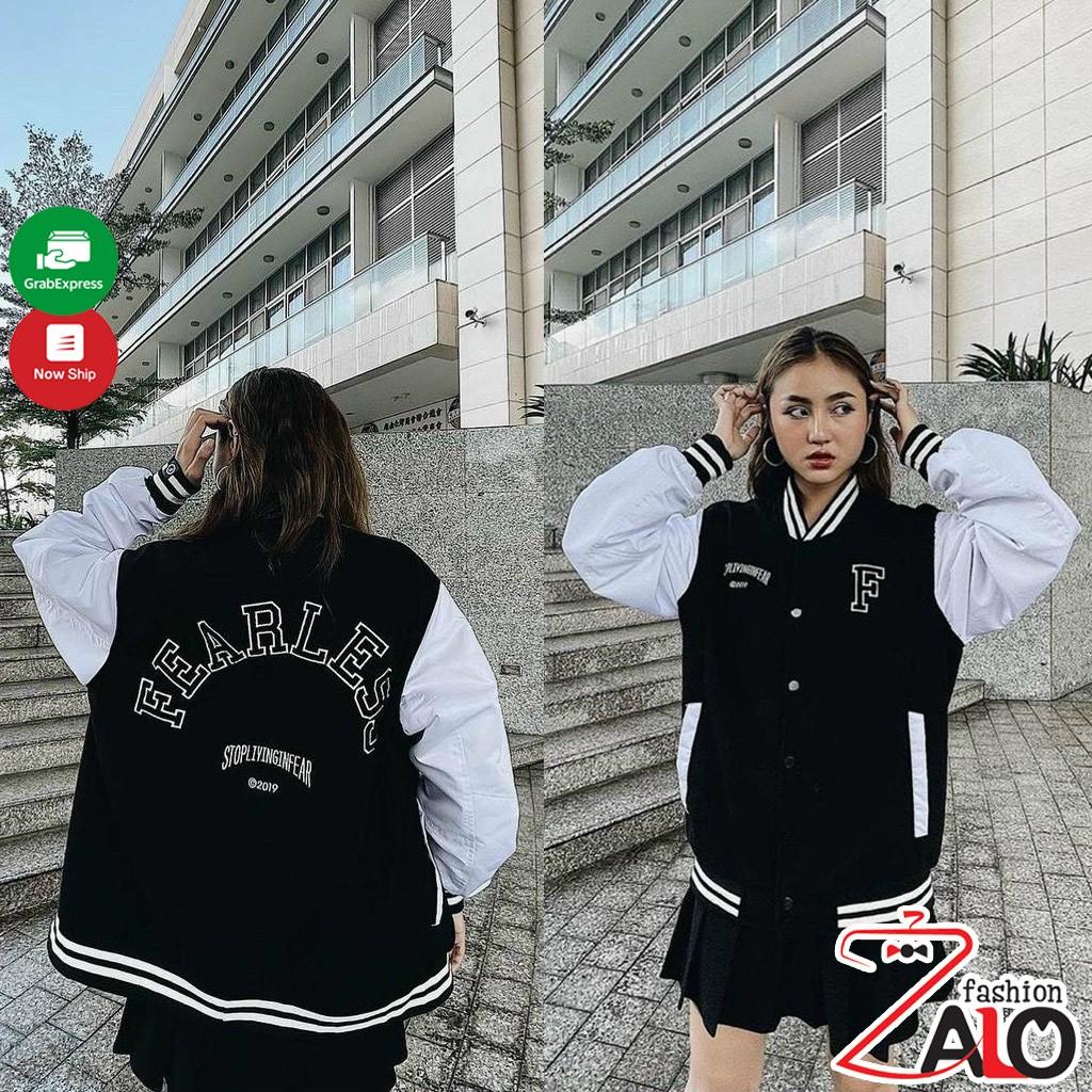 Áo khoác bomber dù FEARLESS form rộng Unisex Áo khoác nam nữ 2 lớp Chống Nắng ulzzang Jacket Bomber