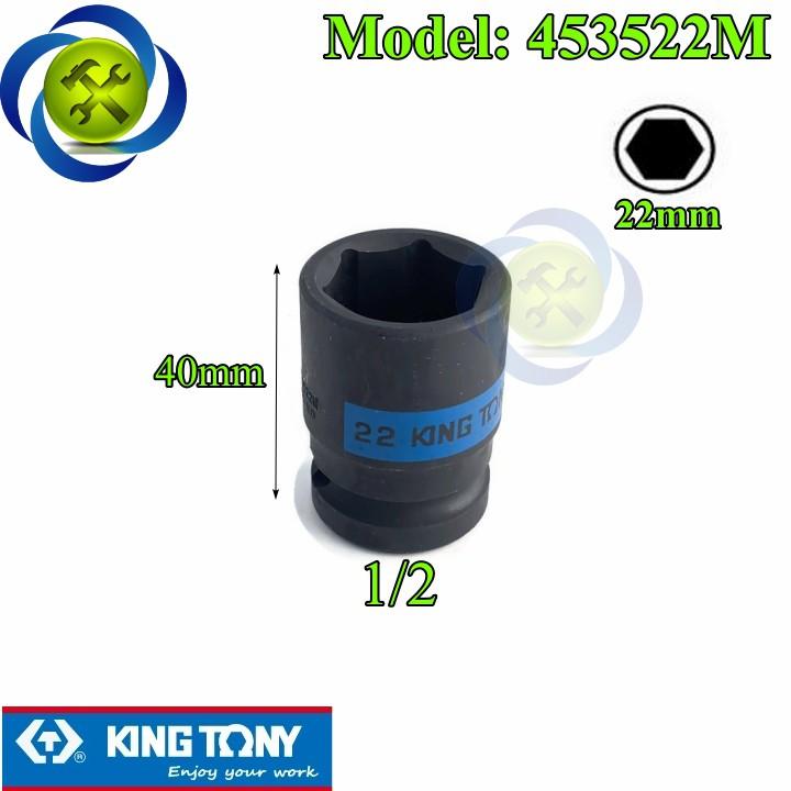 Tuýp đen ngắn Kingtony 453522M 22mm 1/2 6 cạnh