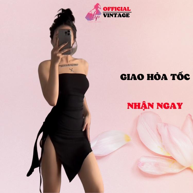 Đầm ống xẻ tà dây rút có mút nữ dáng ngắn body, váy dự tiệc hàn quốc VD835