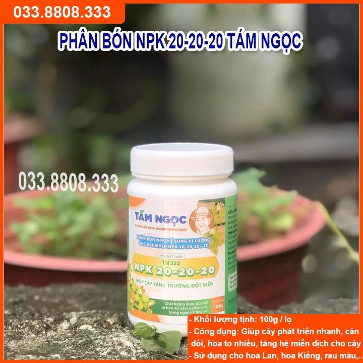 Phân Bón NPK 20-20-20 TÁM NGỌC lọ 100gram - Kích Thích Cây Phát Triên Phân Hóa Mầm Hoa
