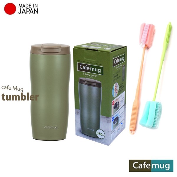 Combo bình giữ nhiệt inox Smart Tumbler 360ml + cây rửa chai lọ có đầu mút - nội địa Nhật Bản