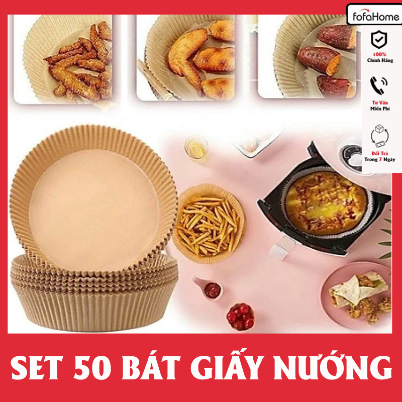 Set 50 Bát Giấy Nến Dùng Cho Nồi Chiên Không Dầu Tiện Dụng Chống Thấm Tốt