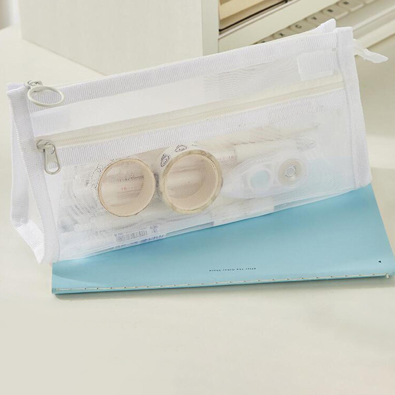 Pen Bag with Zipper Clear Pencil Case Stationery Organizer Holder Pen Case Makeup Bag Exam Pencil Bag Pencil Storage Pouch for Office Travel