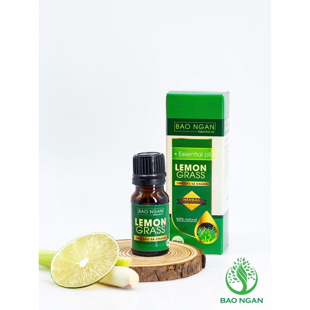 Tinh Dầu Sả Chanh Nguyên Chất 100% Bảo Ngân Lọ 10 ml Đuổi Muỗi, Khử Khuẩn, Lau Nhà, Làm Sạch Mùi Lạ, Xông, Tắm, Massage Có Công Bố Và Kiểm Định Chất Lượng