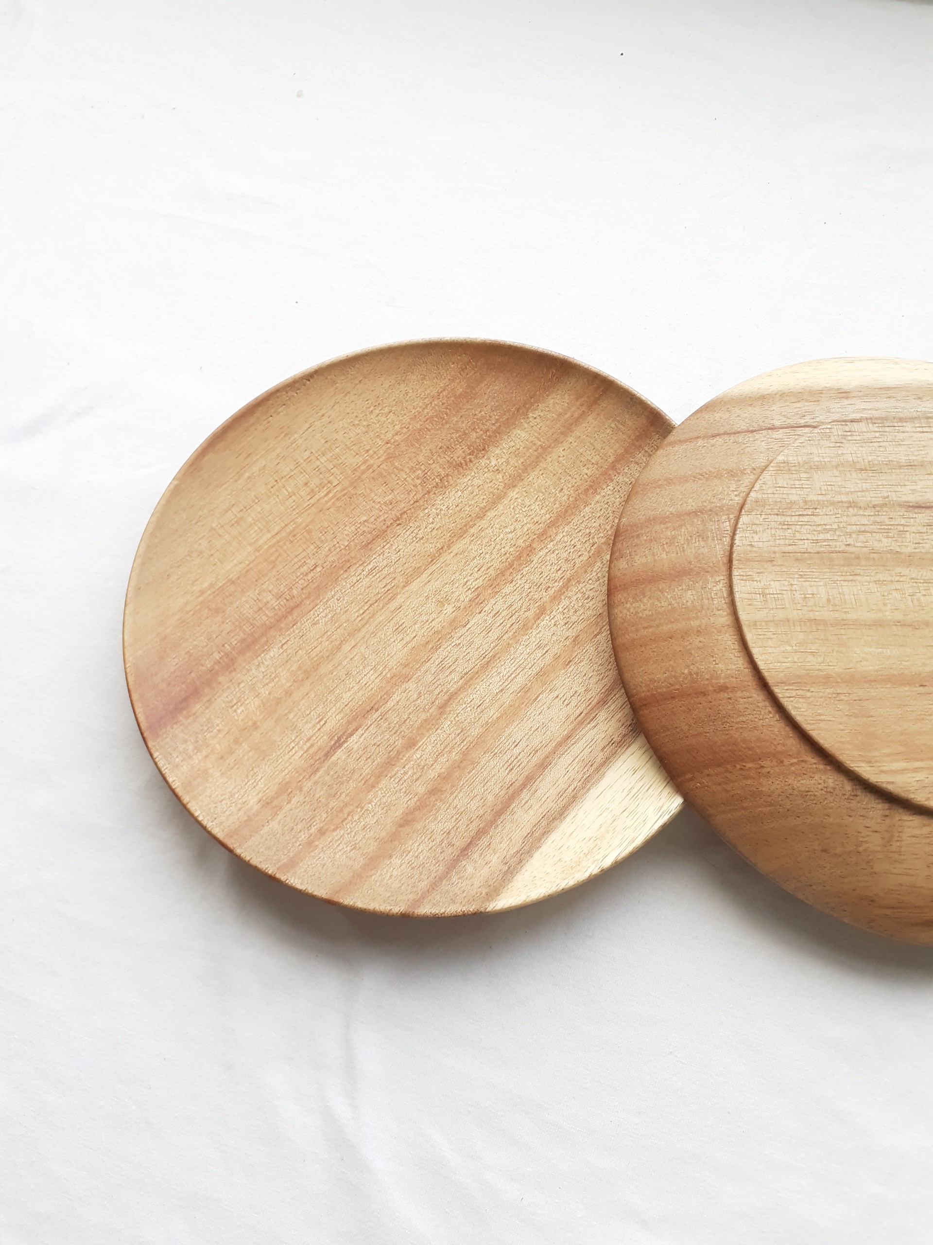 Khay, đĩa gỗ KEO tròn 18 cm lót bát, ly, cốc, đựng hoa quả, đồ ăn