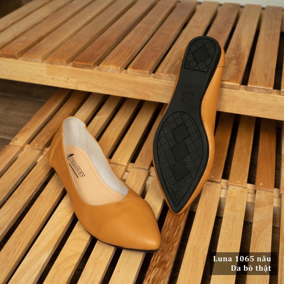 Hàng chất lượng Giày bệt nữ mũi nhọn da bò mềm êm chân LUNASHOES (1065) cao cấp dễ đi kiểu Hàn quốc nhiều màu (BH 24TH)